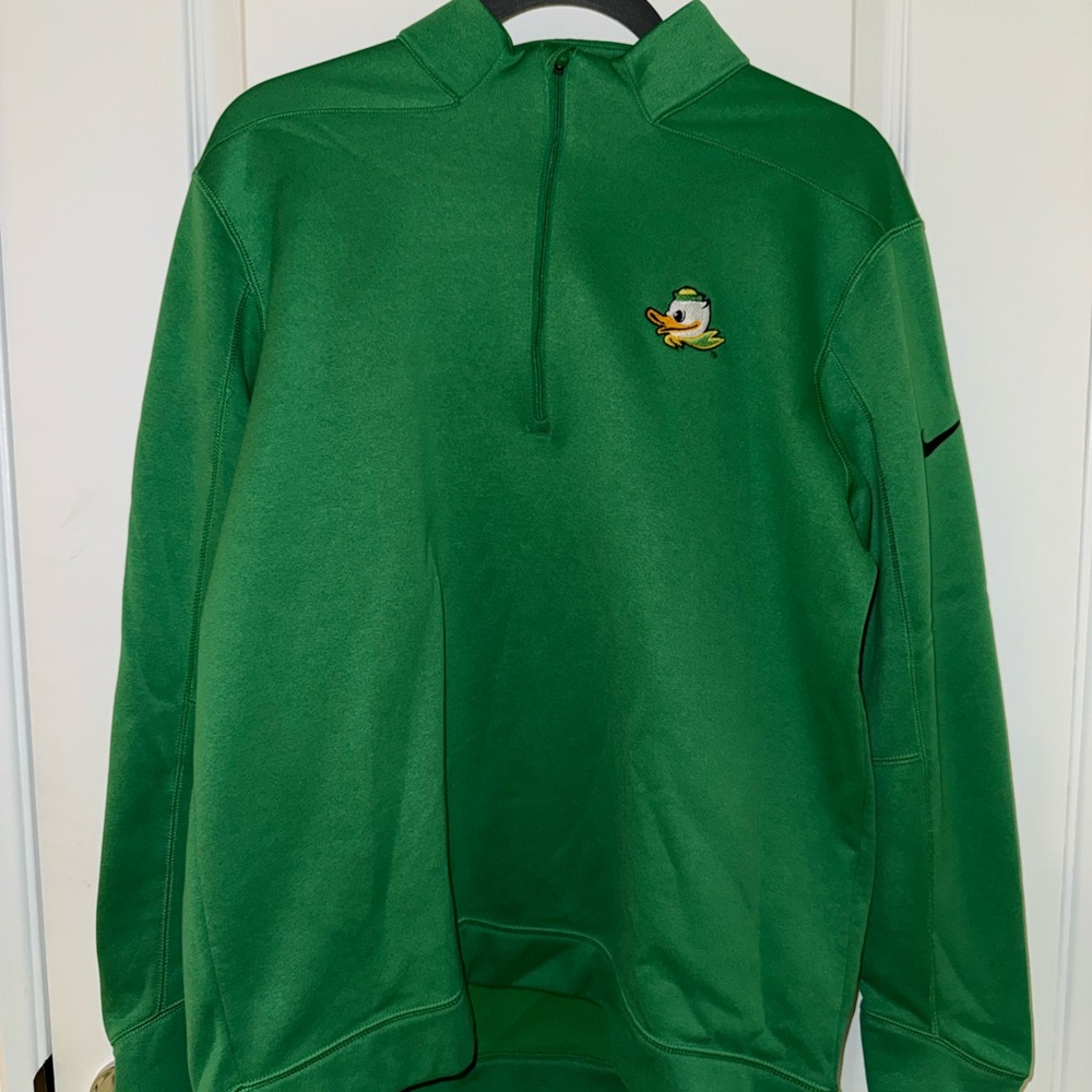 Nike Green Quarter-Zip Pullover Sweater with Oregon Ducks Logo